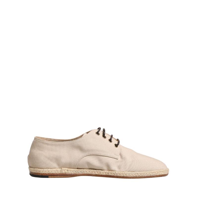 Dolce & Gabbana Beige Espadrille Sole Lace Up Canvas Derby Men's Shoes